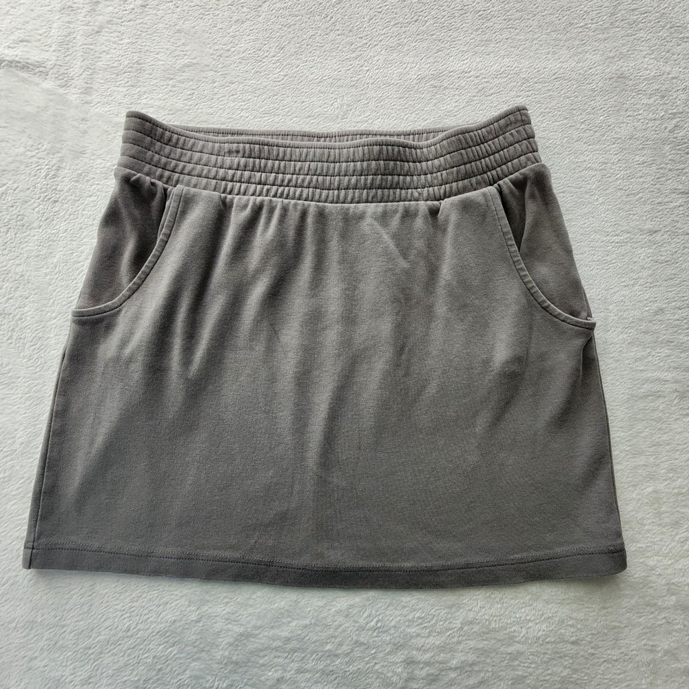 XXI Mini Skirt Womens Large Gray Cotton Elastic Waist Pockets Casual Loungewear